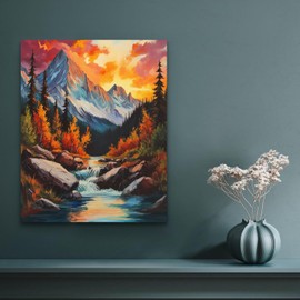 Paint by Numbers Kit for Adults Beginner Mountain DIY Painting Kits for Adults Landscape Easy Adult Paint by Number Kits on Canvas Color by Numbers for Gifts Home Wall Decor 16x20 Inch