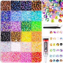 TINKRSTUFF 6600Pcs Resin Rhinestones for Crafting with Tweezers, Mixed-Color 5mm Bedazzling Crystal with 1Pcs 10ml B7000 Jewelry Glue for DIY Crafts Clothing Tumblers Shoes Fabric Nail Art