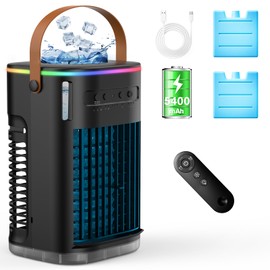 AIRTHRYL Portable Air Conditioners Cooling Fan w/Remote & Built-in Battery, 1200ML Water Tank for Room Bedroom Office