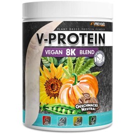 Vegan Proteinpulver NEUTRAL 2x480g zum Backen und Kochen - ohne Aroma und S√º√üe - naturbelassenes Protein aus Sonnenblumen, Soja, Hanfsamen & K√ºrbiskernen - 84% Protein-Gehalt - V-PROTEIN 8K Blend