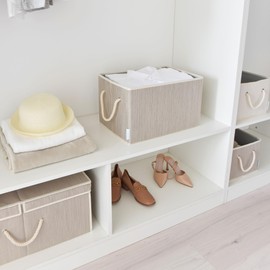 JS HANGER Fabric Storage Baskets 2-Pack, Collapsible Storage Bins for Organizing, Decorative Shelf Baskets with Handles