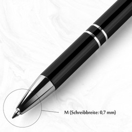 Hengsong Ballpoint Pen High Quality, 10 Ballpoint Pens with Stylus Set, with 0.7 mm Refill, Retractable Ballpoint Pen, for Office, Business and School, Metal, Black with Blue Ink