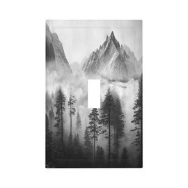 Wpshijia Misty Forest Mountain Woodland National Park 1 Gang Single Toggle Light Switch Covers Decorative Wall Plate Switchplate Electrical Faceplate for Livingroom Bedroom Bathroom Decor