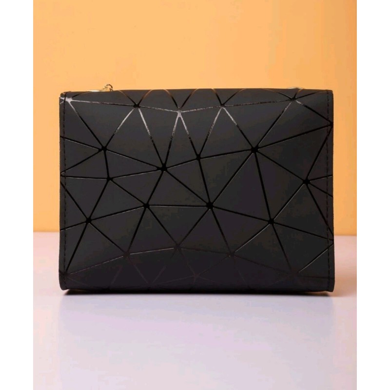 Hesstian Mini Twist Lock Geometric Pattern Flap Square Bag.