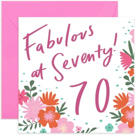 Old English Co. Happy Birthday Fabulous at Seventy Card - Square 70th Birthday Card | Suitable for Women, Mum, Grandma | Blank Inside & Envelope Included