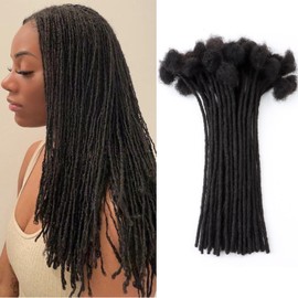 Loc Extensions Human Hair 0.4cm&0.6 cm&0.8cm width 4-18inch 10, 20, 40, 100 strands 100% Human Hair Locs Extensions for Men Women Natural Dreadlocks Can Be Dyed Bleached Curled 0.4cm 8inch 70 Strands