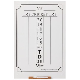 Viper Dry Erase Scoreboard, Cricket and 01 Dart Games, White, 23.5" H x 15.5" W