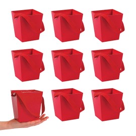 Bulk 24 Pieces Red Cardboard Buckets with Ribbon Handles