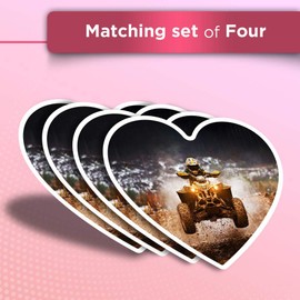 Vinyl Heart Stickers (Set of 4) - ATV Quad Bike Transport Fun Decals for Laptops,Tablets,Luggage,Scrap Booking,Fridges #8339