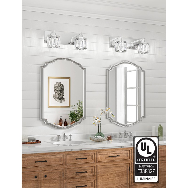 VOLISUN Crystal Vanity Lights - 2 Light Modern Stainless Steel
