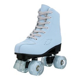 MEIGLQEA Roller Skates for Girls Boys and Women, Cozy Frosted Material Roller Skates with Flash Wheels, Indoor Outdoor Double-Row Roller Skates for Beginner (35-US Women 5/ Youth 4)