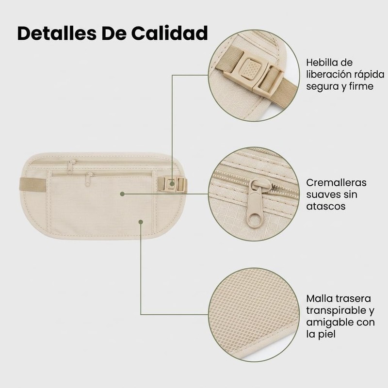 2pzs Cinturón de Viaje Antirrobo y Cangurera Deportiva para Hombre