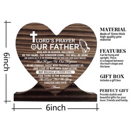 Lord's Prayer Inspirational Quote Wood Plaque, Gift Wood Plaque Heart, Heart Wood Sign, Our Father, who Art in Heaven, Hallowed be Thy Name, Great Gift for Christian Family or Friend