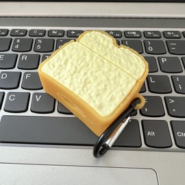 GCVXRUD - Funda protectora para AirPods 4, compatible con AirPods de 4ª generación (2024) funda protectora de silicona suave, bonita y divertida funda para tostadas con llavero, adecuada para niños y