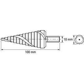 PFERD HSS Step Drill | 14 Steps Diameter 4-30 mm, 3-Flat Shank Diameter 10 mm | 25201038 - for Burr-free Drilling