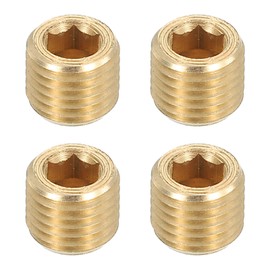 uxcell 4Pcs Brass Pipe Plug Fitting, 1/16" BSP Male Hex Counter Sunk Plug, Internal Thread Socket Pipe Plug for Closing the End of Pipe, Air Tanks