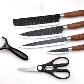 Stainless Steel Kitchen Knives Set Tools Forged Kitchen Knife Scissors Ceramic Peeler Chef Slicer Nakiri Paring Knife Gift Case