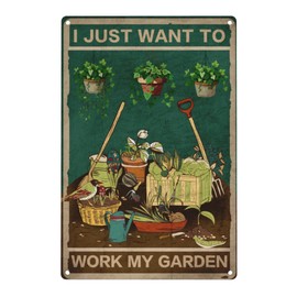 Aluminum Garden Signs for Women, I Just Want to Work My Gardens Vintage Metal Sign Garden Signs for Outside, Metal Wall Decor Vintage Decor Plant Gifts for Plant Lovers 12"x 8"
