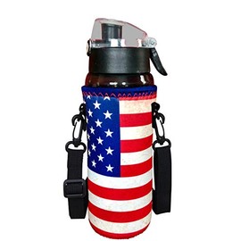 Koverz 24-30oz 1200ml Water Bottle Carrier with Shoulder Strap, Water Bottle Holder - Vintage American Flag