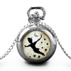 Silver-tone fantasy pocket watch, illustrated pendant necklace, parure « Peter