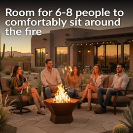 Sunnydaze Rustic Affinity 24-Inch Fire Pit - Outdoor Wood-Burning Fire Pit with Oxidized Finish - Hexagon-Shaped