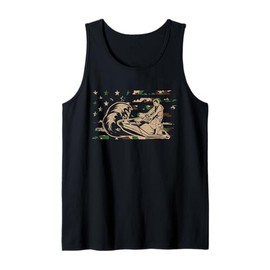 Jetski camouflage USA flag vintage art Tank Top