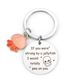 HUHALLI Funny Friend Gifts, Funny Gifts for Women, Gag Gifts for Guys, Colleague Christmas Gifts, Funny Gifts for Girlfriend, Funny Gifts for Friends, Friendship Gifts Pink Jellyfish Keychain