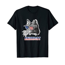 Proud to Be an Americat, Funny Cat US Flag Sunglasses Gift T T-Shirt