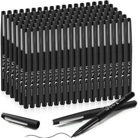 Fuyoooo 150 Pcs Black Felt Tip Pens Bulk Black Pens 0.7mm Medium Point Felt Pens Journal Planner Pens Black Felt Tip Markers Pens for Journaling, Writing, Note Taking Art Office and School Supplies