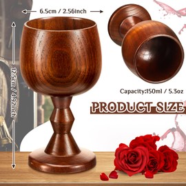 Tessco 4 Pieces Vintage Jujube Wooden Wine Goblet Medieval Drinking Cup Wooden Cup Chalice Wood Water Glass for Kitchen Accessories Communion Altar Celebrating, 5.3 oz