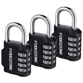 FOBOZONE Combination Locks Padlock, 4 Digit Waterproof Padlock with Resettable Code, for Gym Locker, Cabinet, Shed, Reel, Gate (Black 3 Pack)