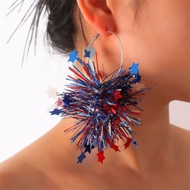 4th of July Earrings for Women Patriotic USA Heart Star Dangle Earring Red White Blue American Flag Earrings Independence Day Outfits Accessories