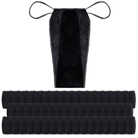Geyoga 50 Pieces Disposable Panties for Women Spa T Thong Underwear for Tanning, Individually Wrapped, Black