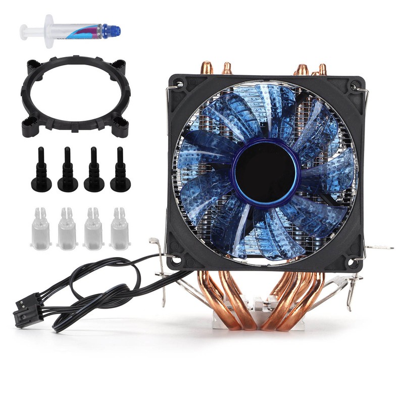 CPU Air Cooler Dual Tower 4 Heatpipes LED Light CPU