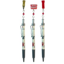 LILAJ Set of 3 London Charm Pens – Featuring Double Decker Bus, Royal Guard, Post Box, and Iconic Big Ben, Tower Bridge Designs – Iconic London Landmarks Gift – Perfect Collectible British Souvenir