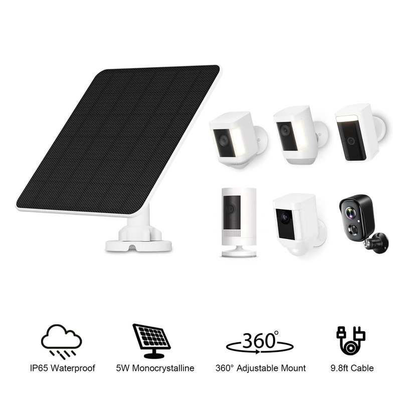 Solar Panel for Ring Camera, 5W Solar Panel Charger for