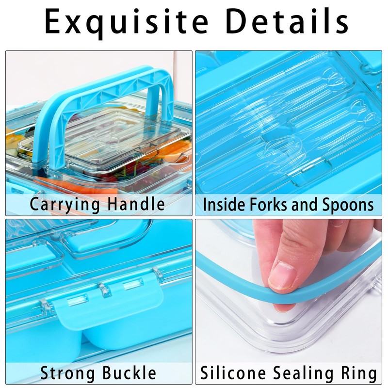 WETRBWEH Snack Box Container with Insulated Cooler Bag, Divided Serving