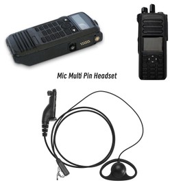 ECSiNG D Shape Earpiece with Mic Multi Pin Headset Compatible with Motorola Two Way Radio XPR6300 XPR6350 XPR6380 XPR6500 XPR6500 XPR6550 XPR6580 XPR7350