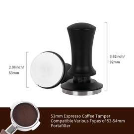 watchget 53mm Espresso Coffee Tamper, Spring Loaded Tamper Stainless Steel Barista Espresso Tamper Calibrated Espresso Hand Tamper with Scale for 54mm Espresso Machine Portafilter