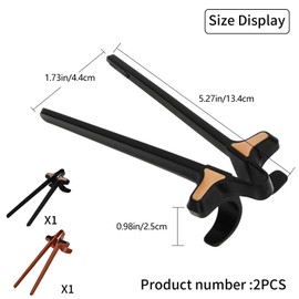 2Pcs Finger Chopsticks, Snack Chopsticks for Gamers Snack Clips Gamepad Accessories Mobile Game Accessories (Black, Brown)