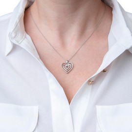 Timeless Love Heart Pendant with 1/10 CTTW Diamonds in Sterling Silver - Luxury, Crafted Jewelery for Women