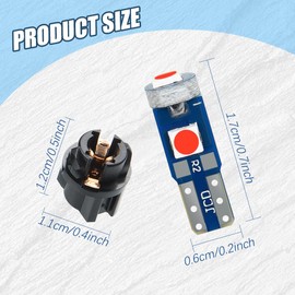 Lecctso 10PCS T5 LED Lights for Car Dashboard, T5 37 74 LED Bulb with Twist Lock Socket, Super Bright PC74 PC37 Light Replacement for Instrument Cluster Dashboard Panel Gauge Indicator