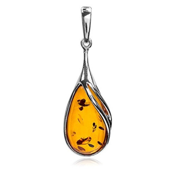 Ian and Valeri Co. Genuine Amber Sterling Silver Drop Large