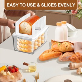 Kiss Core Upgrade Pull Out Bread Slicer for Homemade Bread with Bread Box, Foldable Bread Slicing Guide,Removable Cutting Board, Slice Evenly, Bread cutter slicer Suitable for Bread Making Supplies