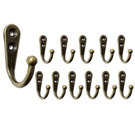Mokife Pack of 12 Small Vintage Coat Hooks, Metal Key Hooks, Hat Hooks, Wall Door Hooks for Screwing on Coat, Clothes, Towels, Cups (Bronze)
