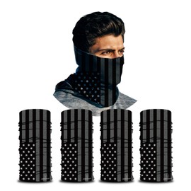 ARMORAY Neck Gaiter Face Mask - 4 Pack Reusable & Washable Cloth Face Cover, Bandana, Shield & Scarf for UV, Sun & Dust Protection - Outdoor Head Wrap for Fishing, Motorcycle Riding (BW USA 4 Pack)