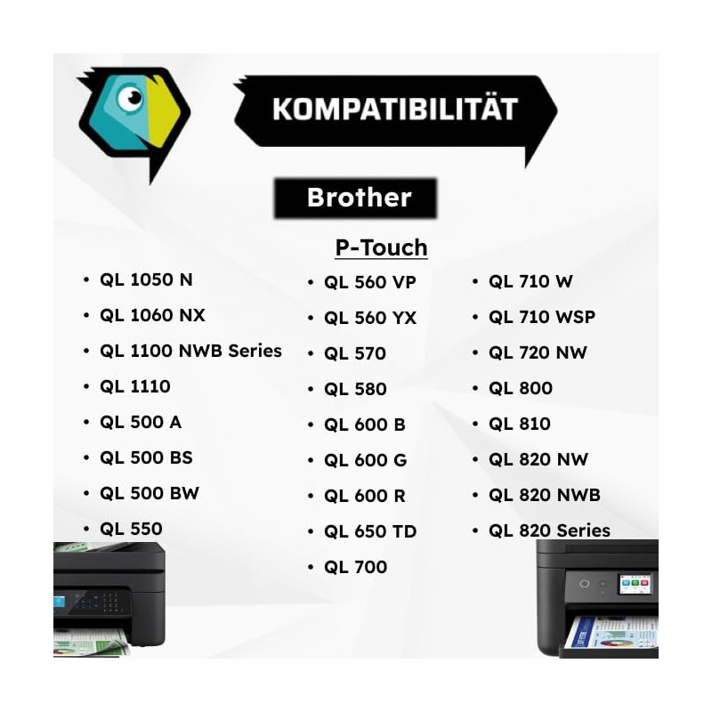 Inkadoo Label for Brother DK-11207 P-Touch QL 710 Series P-Touch
