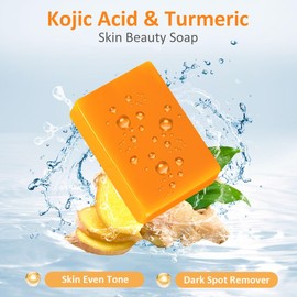 HOYEHOLA Kojic Acid Turmeric Soap Bar - Dark Spot Remover for Face Even Skin Tone, Moisturizing & Nourishing Natural Ingredients 2Packs