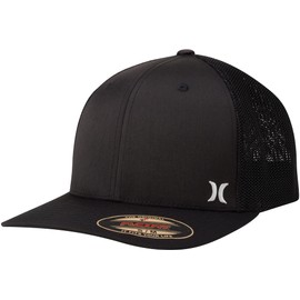 Hurley Men's Caps - Mini Icon Mesh Panel Baseball Cap - Fitted Hats for Men, Size Large-X-Large, Black