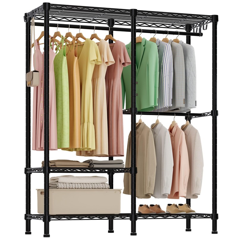 Higeego H18 Garment Rack for Hanging Clothes, 3 Tiers Portable
